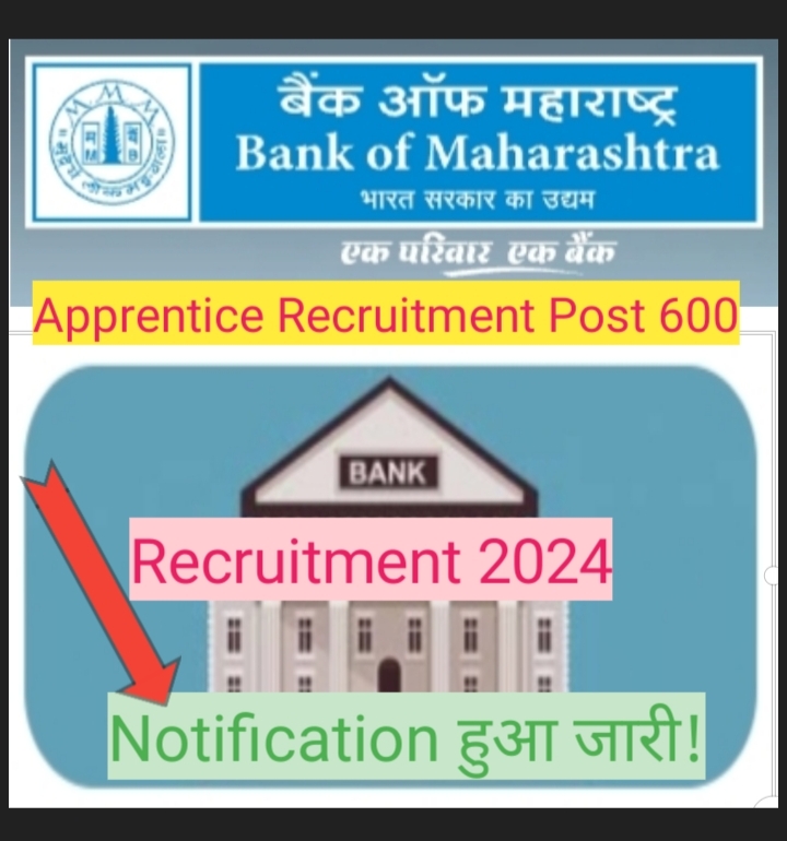 Bank of Maharastra BOM Apprentices Recruitment  2024