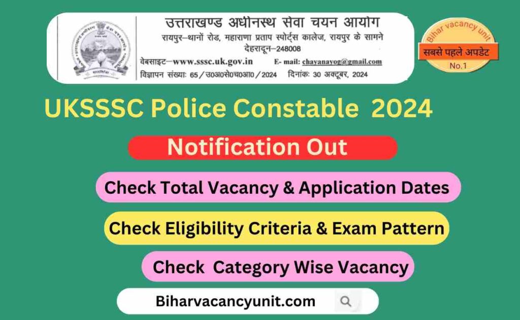 UKSSSC  Police Recruitment 2024